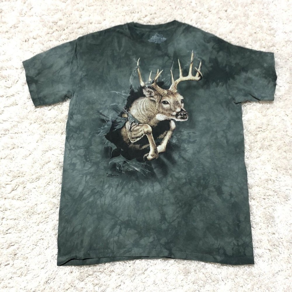 The Mountain Deer T Shirt Large 2005 David Penfound Green Tie Dye Mens Buck